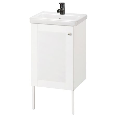 Шкаф под раковину с 1 дверцей, Йельсен белый/Сальен смеситель 44x43x88 см IKEA FISKÅN ФИСКОН / TVÄLLEN ТВЭЛЛЕН 094.304.30
