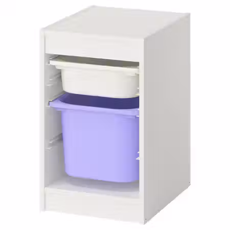 TROFAST Комбинация д/хранения+контейнеры - белый/сиреневый 34x44x56 см