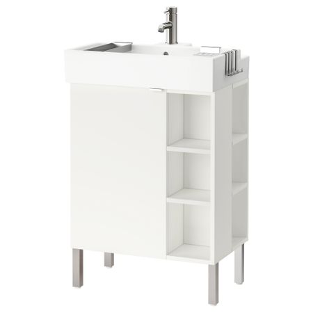 Шкаф под раковину с 1 дверцей, 2 открывающихся полки ЛИЛЛОНГЕН, белый (60x41x92 см)