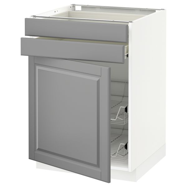 Напольный шкаф, дверца, 2 ящика, проволочных корзин МЕТОД / ФОРВАРА, белый, Будбин серый - схема-чертеж с размерами