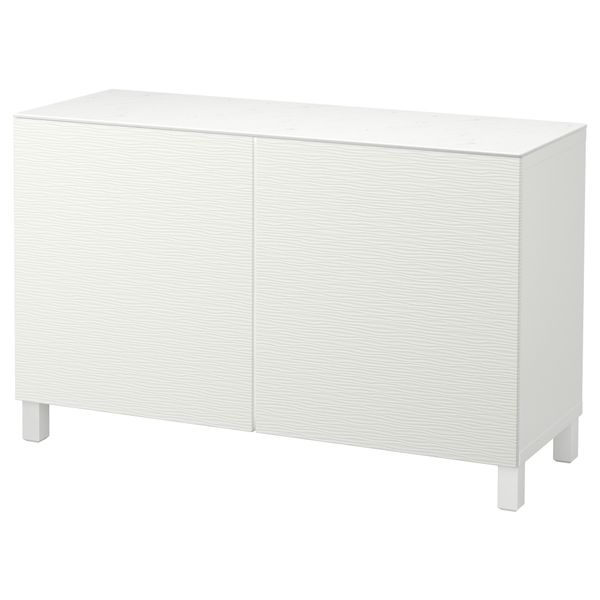 Комбинация для хранения с дверцами БЕСТО, белый, Лаксвикен белый (120x42x74 см) - фото 1