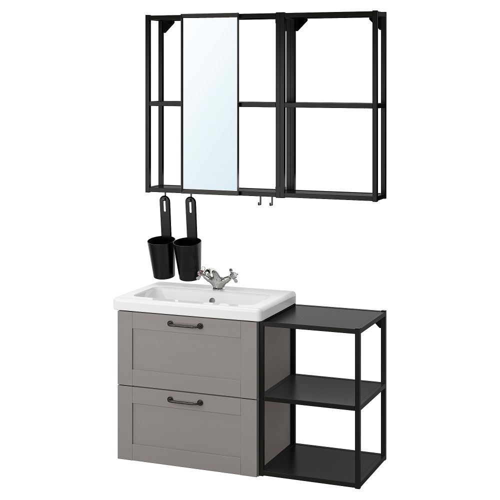 Комплект мебели для ванной,15 предмета, 102x43x65 cm IKEA TVÄLLEN ЛЕН ТВЭЛЛЕН, BEGIVENHET БЕГИВЕНХЕТ 394.799.91 - фото 1