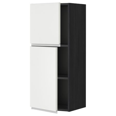 Навесной шкаф с полками, 2 дверцы МЕТОД, черный, Нодста белый