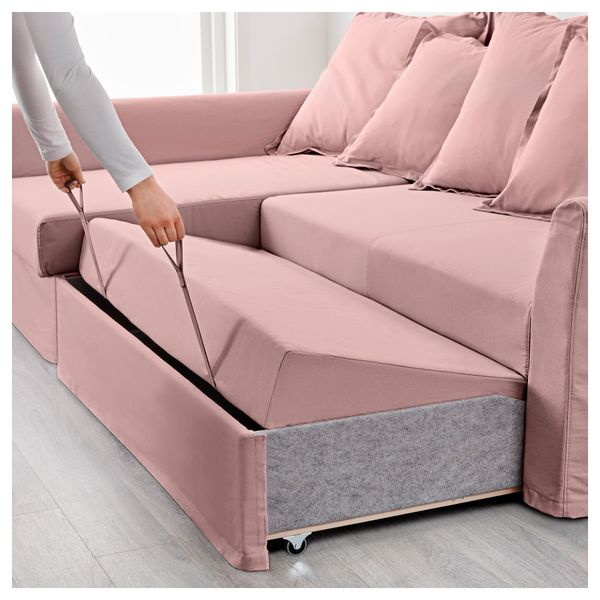 Диван-кровать угловой ХОЛЬМСУНД, Ранста светло-розовый - фото 4