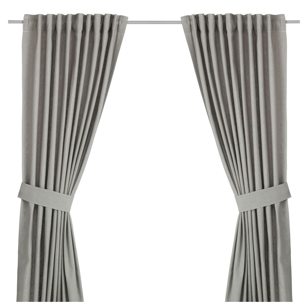 Гардины с прихватом, 1 пара ИНГЕРТ, серый (145x300 см) - фото 1