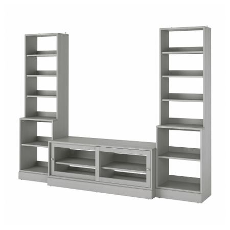 Шкаф для ТВ, комбинация, 282x47x212 см, серый IKEA HAVSTA ХАВСТА 093.861.87