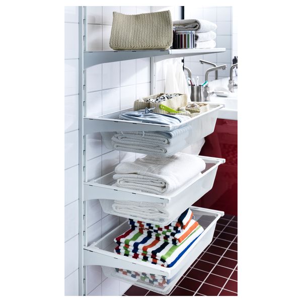 Настенная шина, сетчатые корзины АЛЬГОТ, белый (65x40x196 см) - схема-чертеж с размерами