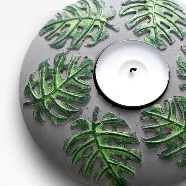 Подсвечник для греющей свечи, серый, лист, 12 см IKEA МИДДАГССОЛ 704.738.78 - фото 4