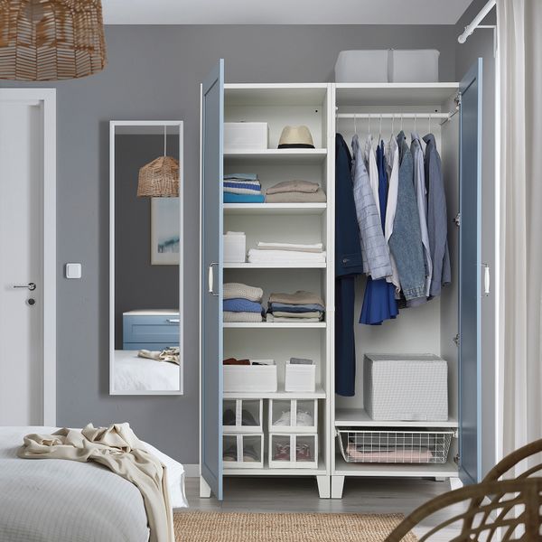 Гардероб 2-дверный, белый Sannidal синий, 120x57x191 см IKEA PLATSA ПЛАТСАA ПЛАТСА 495.557.29 - фото 3