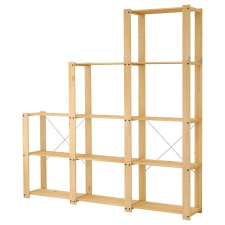 3 секции полок ГОРМ, хвойное дерево (237x35x233 см)