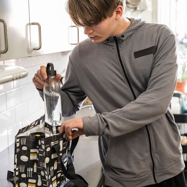 Сумка для/завтраков, с рисунком серый 25x16x27 см IKEA FLADDRIG ФЛАДДРИГ 204.972.16 - фото 6