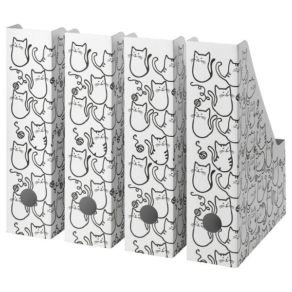Подставка для журналов, белый/кот IKEA FLUNS ФЛЮНС 604.977.52 - фото 1