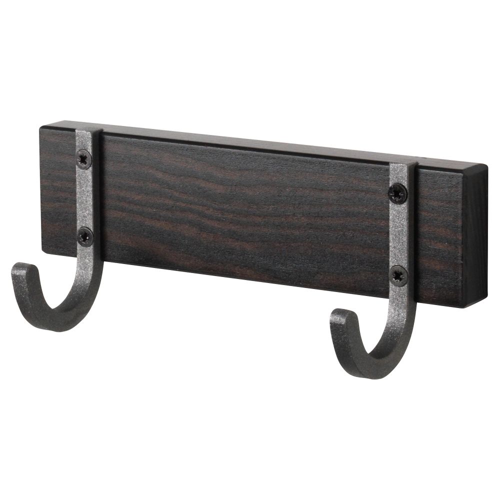 Вешалка для полотенец с 2 крючками ХЭЛМАРЕН, морилка черно-коричнев - фото 1