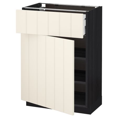Напольный шкаф с ящиком, дверью МЕТОД / МАКСИМЕРА, черный, Хитарп белый с оттенком