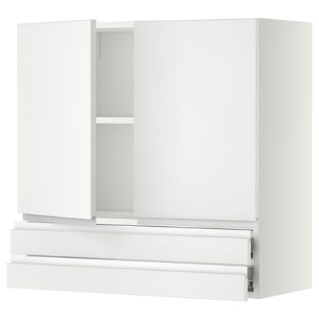 Навесной шкаф, 2 дверцы, 2 ящика МЕТОД / ФОРВАРА, белый, Нодста белый