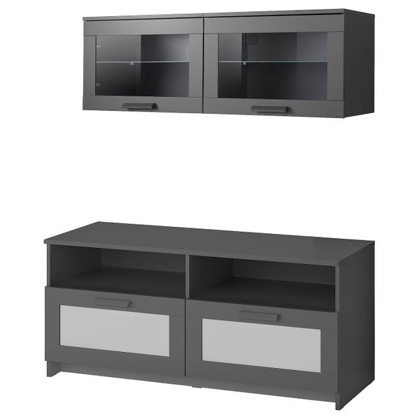 Шкаф для ТВ, комбинация, черный 120x41x190 см IKEA BRIMNES БРИМНЭС 293.968.40 - фото 1