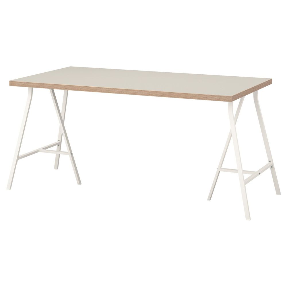Стол, бежевый, белый, 150x75 см IKEA ЛИННМОН / ЛЕРБЕРГ 392.793.60 - схема-чертеж с размерами