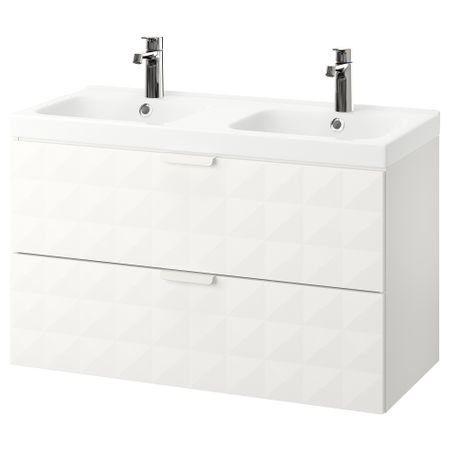 Шкаф для раковины с 2 ящиками ГОДМОРГОН / ОДЕНСВИК, Решён белый (103x49x64 см)