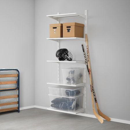 Настенная шина/полки, металлический белый 66x41x197 см IKEA АЛЬГОТ 092.303.51