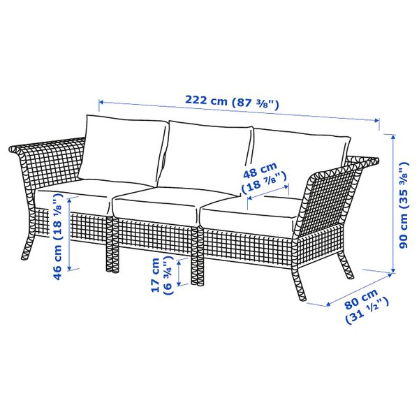IKEA в интерьере - схема-чертеж с размерами