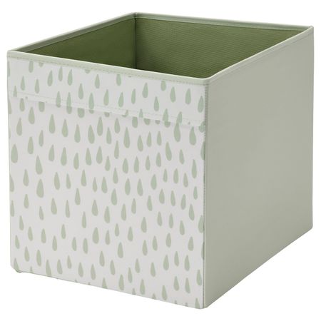 Коробка, с рисунком светло-зеленый/белый 33x38x33 см IKEA DRÖNA ДРЁНА 705.134.07