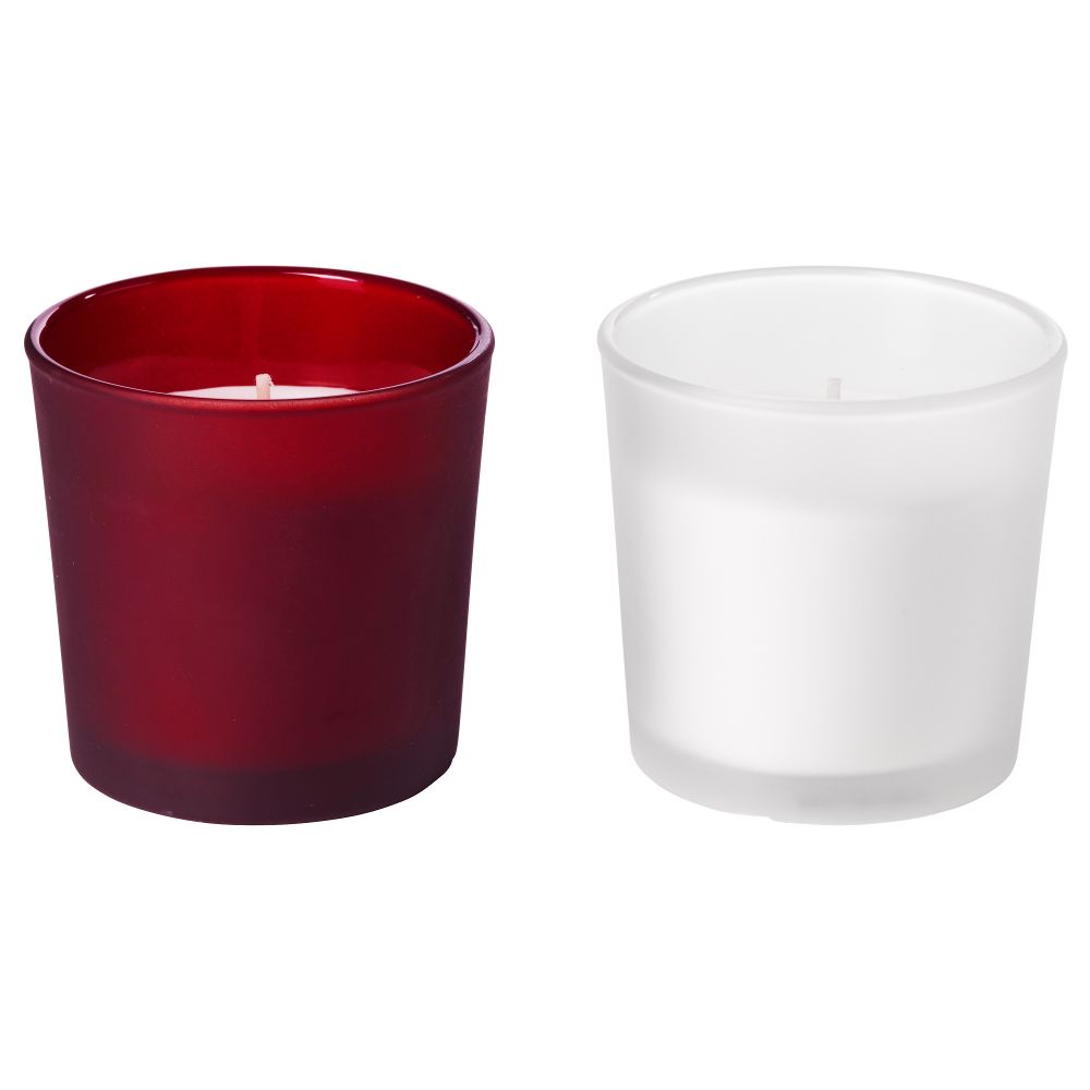 Ароматическая свеча в стакане ВИНТЕР 2017, Печенье с джемом красный, белый красный (7.5 см 2 шт) - фото 1