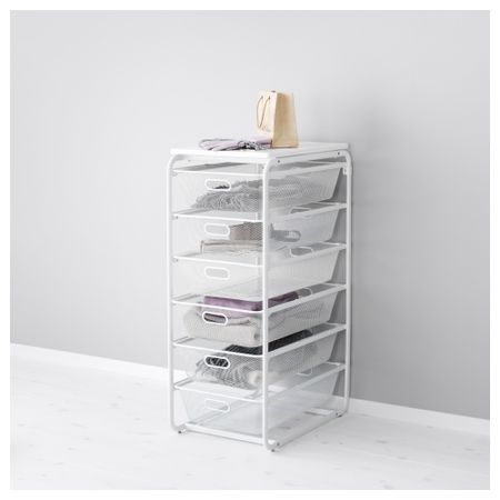 Рама, 6 сетчатых корзин, верхняя полка АЛЬГОТ, белый (41x60x102 см)