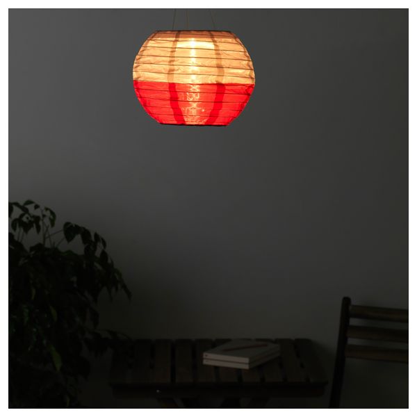 Подвесной светильник на солнечн батарея СОЛВИДЕН, шаровидный бежевый, розовый (22 см) - схема-чертеж с размерами