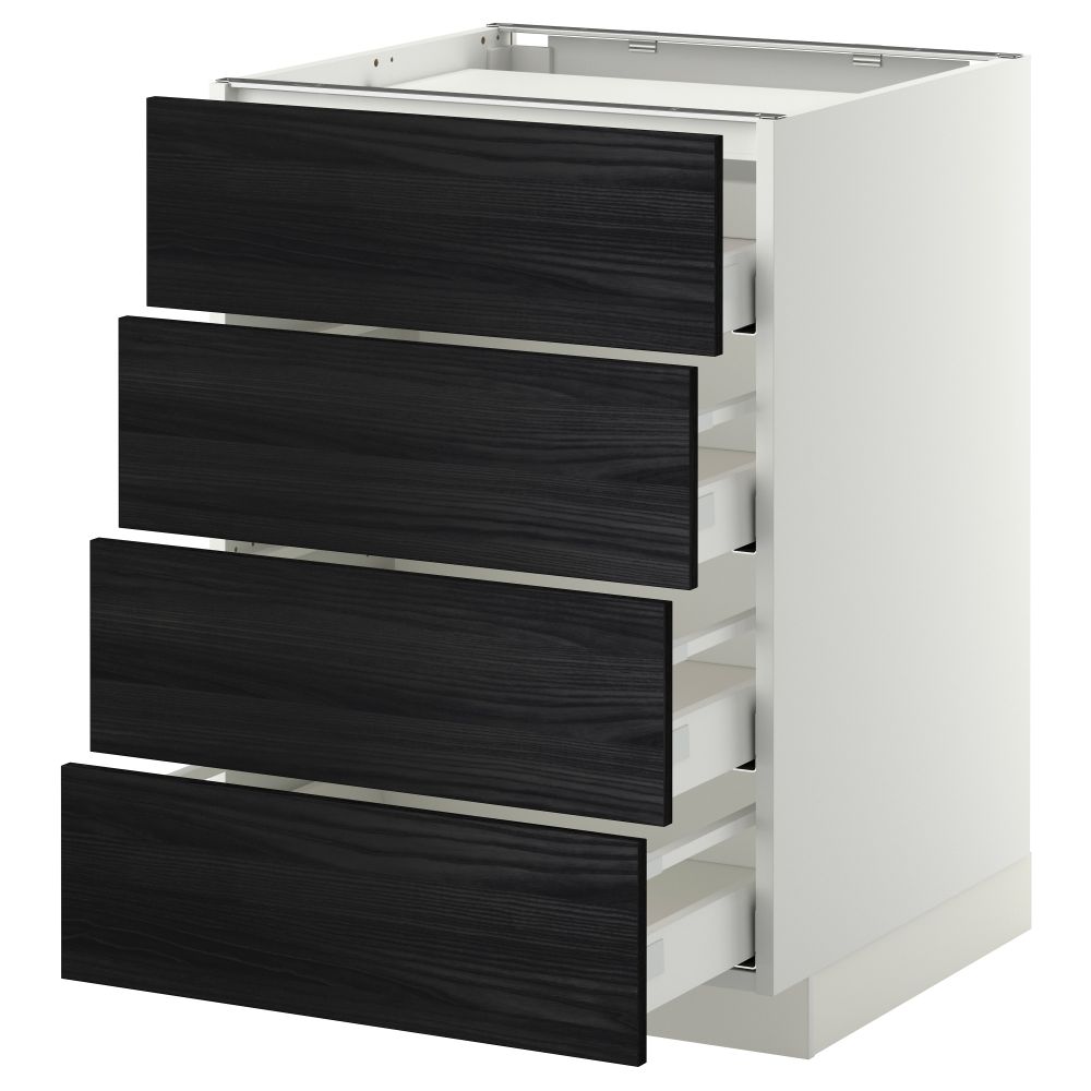 Напольный шкаф, 4 фронтальных панели, 4 ящика МЕТОД / МАКСИМЕРА, белый, Тингсрид черный - фото 1