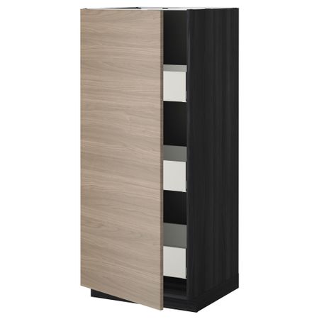 Высокий шкаф с ящиками МЕТОД / МАКСИМЕРА, черный, Брокхульт светло-серый