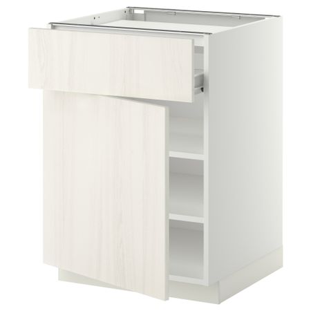 Напольный шкаф для варочной панели, ящик, полка, дверцы МЕТОД / ФОРВАРА, белый, Росдаль белый