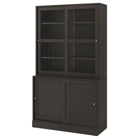 Комбинация с раздвижными дверьми, темно-коричневый 121x47x212 см IKEA HAVSTA ХАВСТА 592.659.13