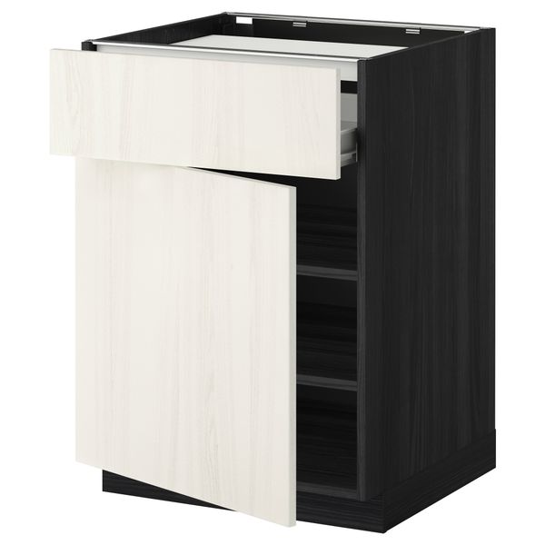 Напольный шкаф для варочной панели, ящик, полка, дверцы МЕТОД / ФОРВАРА, черный, Росдаль белый - схема-чертеж с размерами