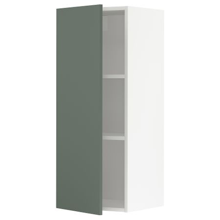 Навесной шкаф с полками, белый, Bodarp серо-зеленый, 40x100 см IKEA METOD МЕТОД 794.685.61