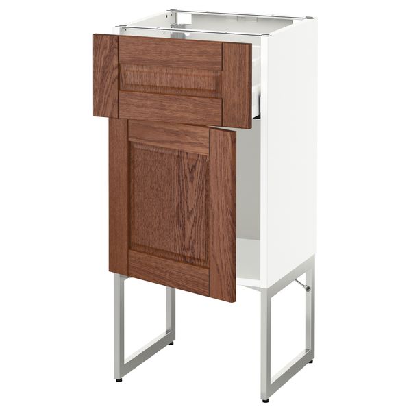 Напольный шкаф с ящиком, дверью МЕТОД / МАКСИМЕРА, белый, Филипстад коричневый - схема-чертеж с размерами