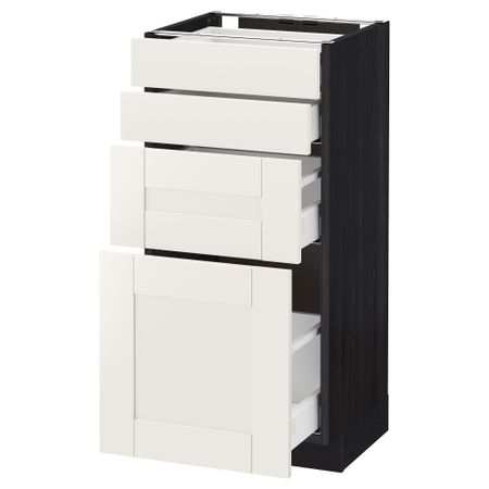Напольный шкаф 4 фронтальных панели, 4 ящика МЕТОД / МАКСИМЕРА, черный, Сэведаль белый