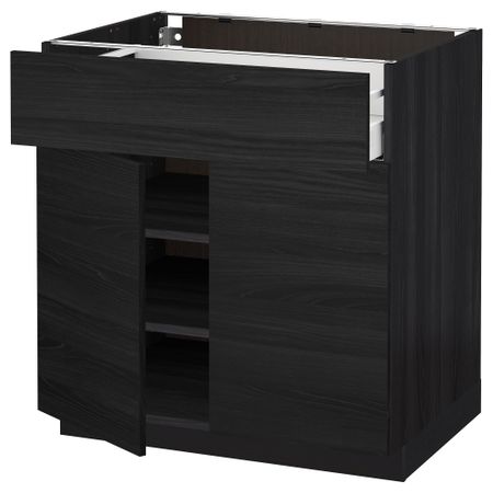 Напольный шкаф + ящик, 2 дверцы МЕТОД / МАКСИМЕРА, черный, Тингсрид черный