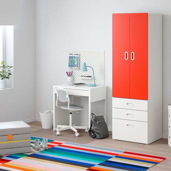 Шкаф платяной, белый, красный 60x50x192 см IKEA STUVA СТУВА / FRITIDS ФРИТИДС 092.530.31 - фото 2