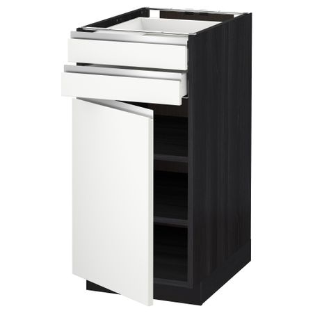 Напольный шкаф с дверцей, 2 ящиками МЕТОД / МАКСИМЕРА, черный, Нодста белый