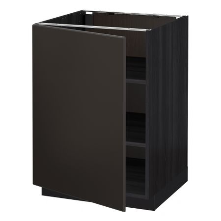 Напольный шкаф с полками, 60x60 см, черный, Kungsbacka антрацит IKEA METOD МЕТОД 994.688.76