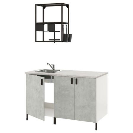 Кухня, 143x63.5x222 см, антрацит, под бетон IKEA BEGIVENHET БЕГИВЕНХЕТ 793.372.59