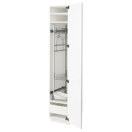 Высокий шкаф с отделением для аксессуаров для уборки, 40x60x200 cm IKEA METOD МЕТОД, MAXIMERA МАКСИМЕРА 894.735.57
