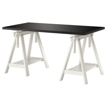 Стол ЛИННМОН / ФИНВАРД, черно-коричневый, белый (150x75 см)