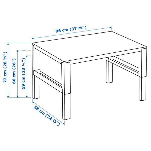 Письменный стол, белый 96x58 см IKEA PÅHL ПОЛЬ 092.784.23 - схема-чертеж с размерами