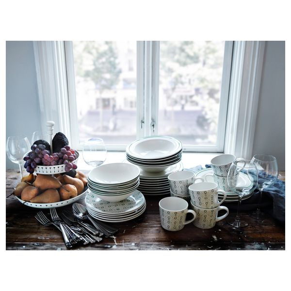 Тарелка глубокая ЭНИГТ, белый с оттенком, зеленый (24 см) - фото 5