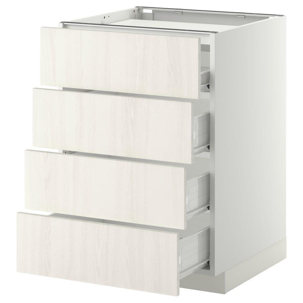 Напольный шкаф, 4 фронтальных панели, 4 ящика МЕТОД / ФОРВАРА, белый, Росдаль белый - фото 1