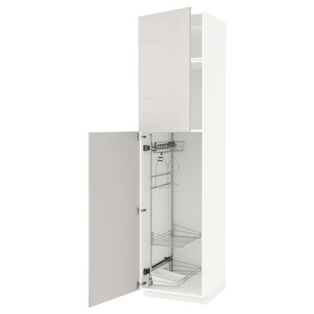 Высокий шкаф с отделением для аксессуаров для/уборки, белый/Рингульт светло-серый 60x60x240 см IKEA METOD МЕТОД 294.465.00