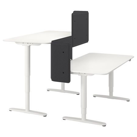 Стол-трансформер с экраном, белый 160x160 55 см IKEA БЕКАНТ 192.786.82