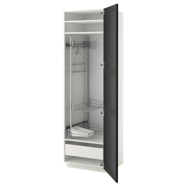 Высокий шкаф с отделением для аксессуаров, для уборки МЕТОД / ФОРВАРА, белый, Лаксарби черно-коричневый черно-коричневый - фото 1