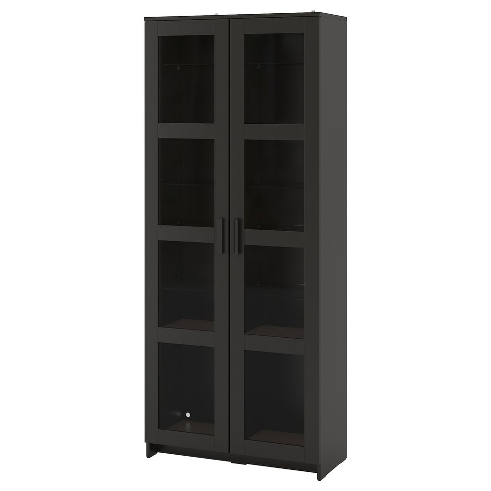 Шкаф-витрина, черный 80x190 см IKEA BRIMNES БРИМНЭС 504.098.88 - фото 1